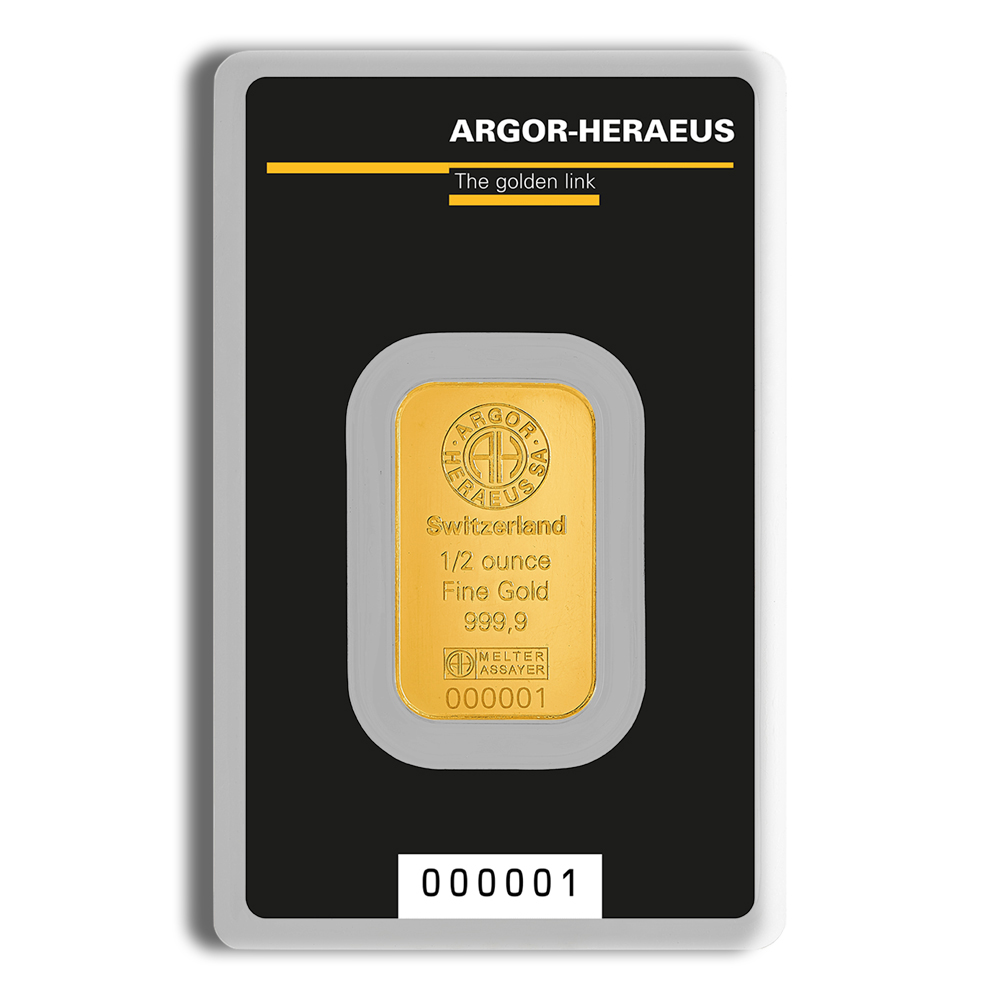 1/2 Oz Gold Bar - Argor-Heraeus (In Assay Card)