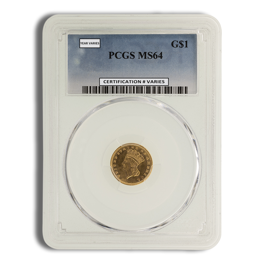 $1 Gold Indian Type 3 - PCGS MS64 (Random Year)