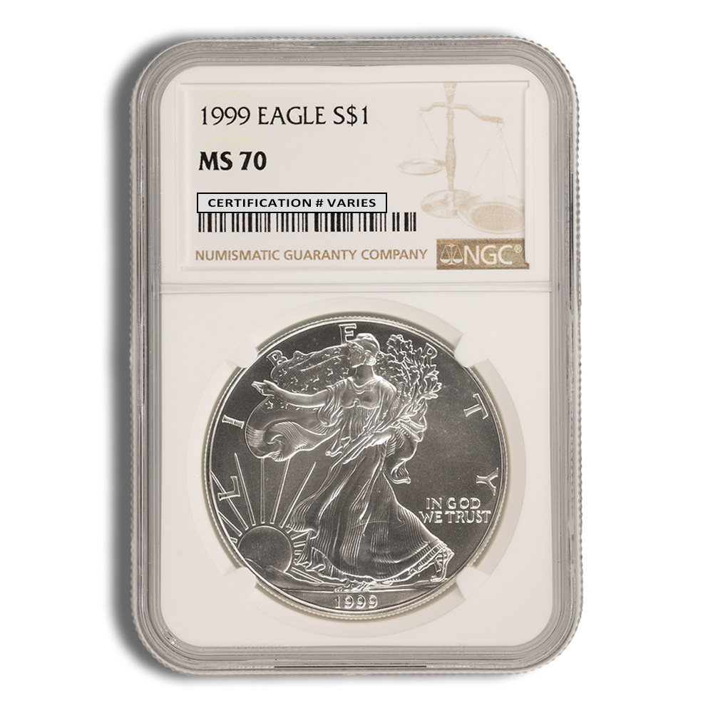 1999 Silver American Eagle - NGC MS70