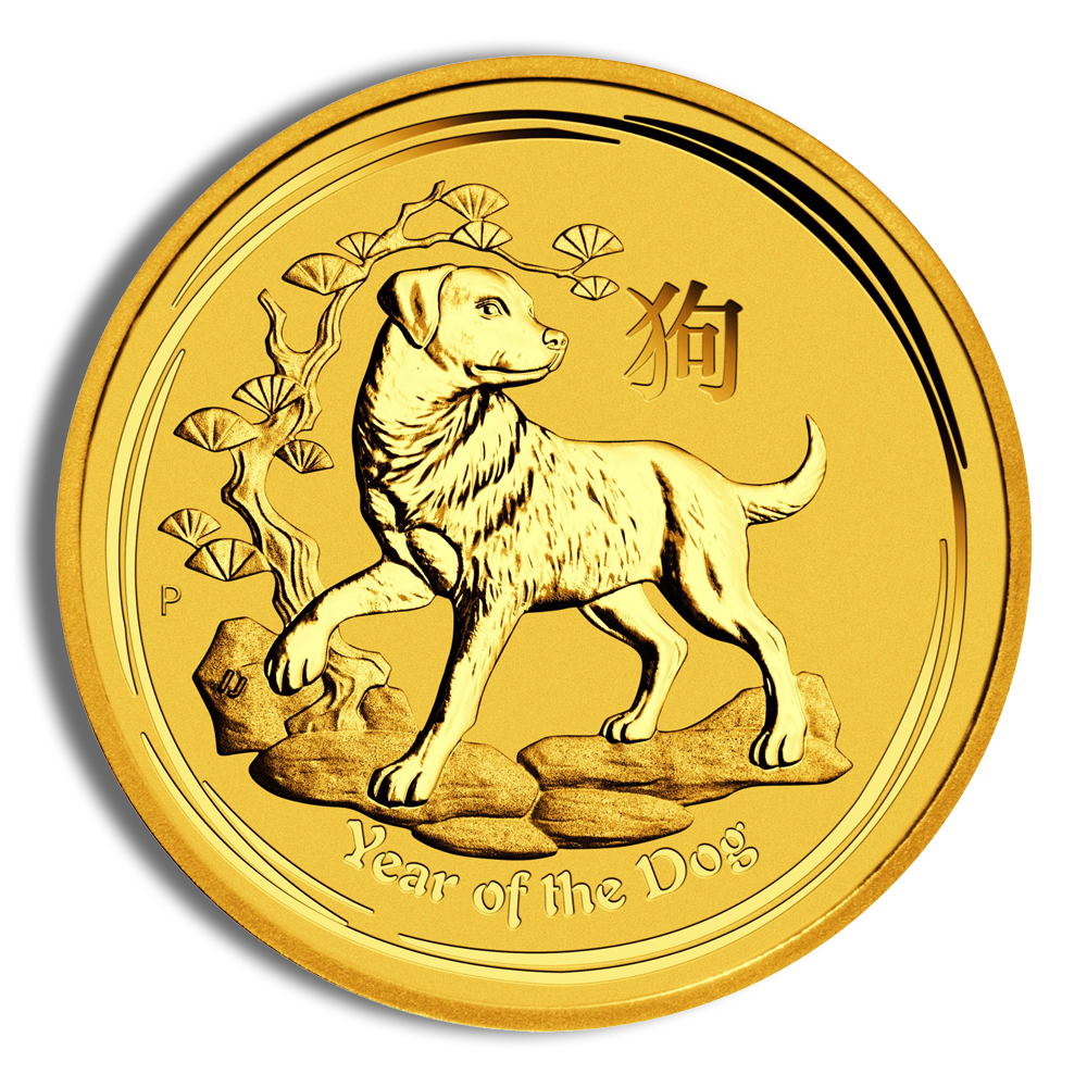 2018 1/20 Oz Australia Gold Lunar Dog (Series II) - BU