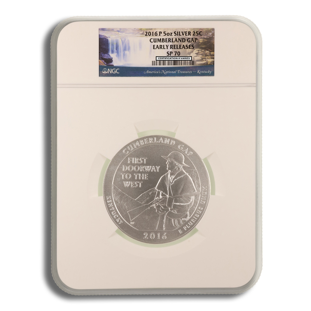 2016-P 5 Oz America The Beautiful Cumberland Gap Silver Coin - NGC SP70