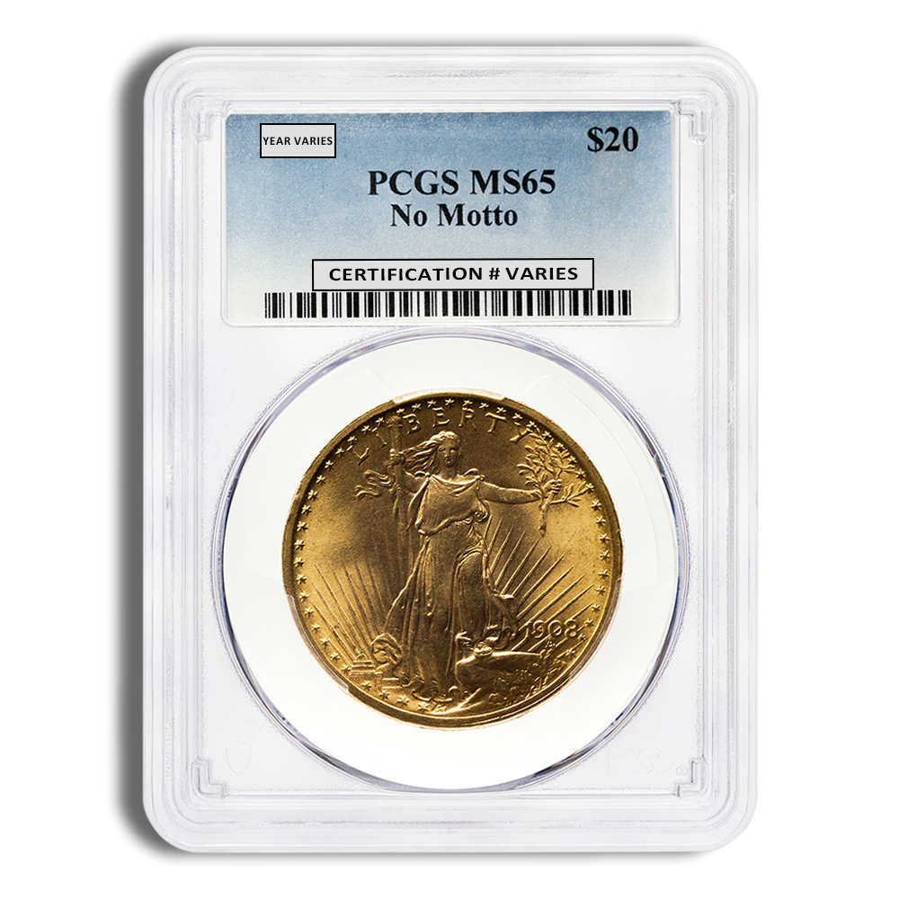 $20 Gold Saint-Gaudens Double Eagle - PCGS MS65 (Random Year)