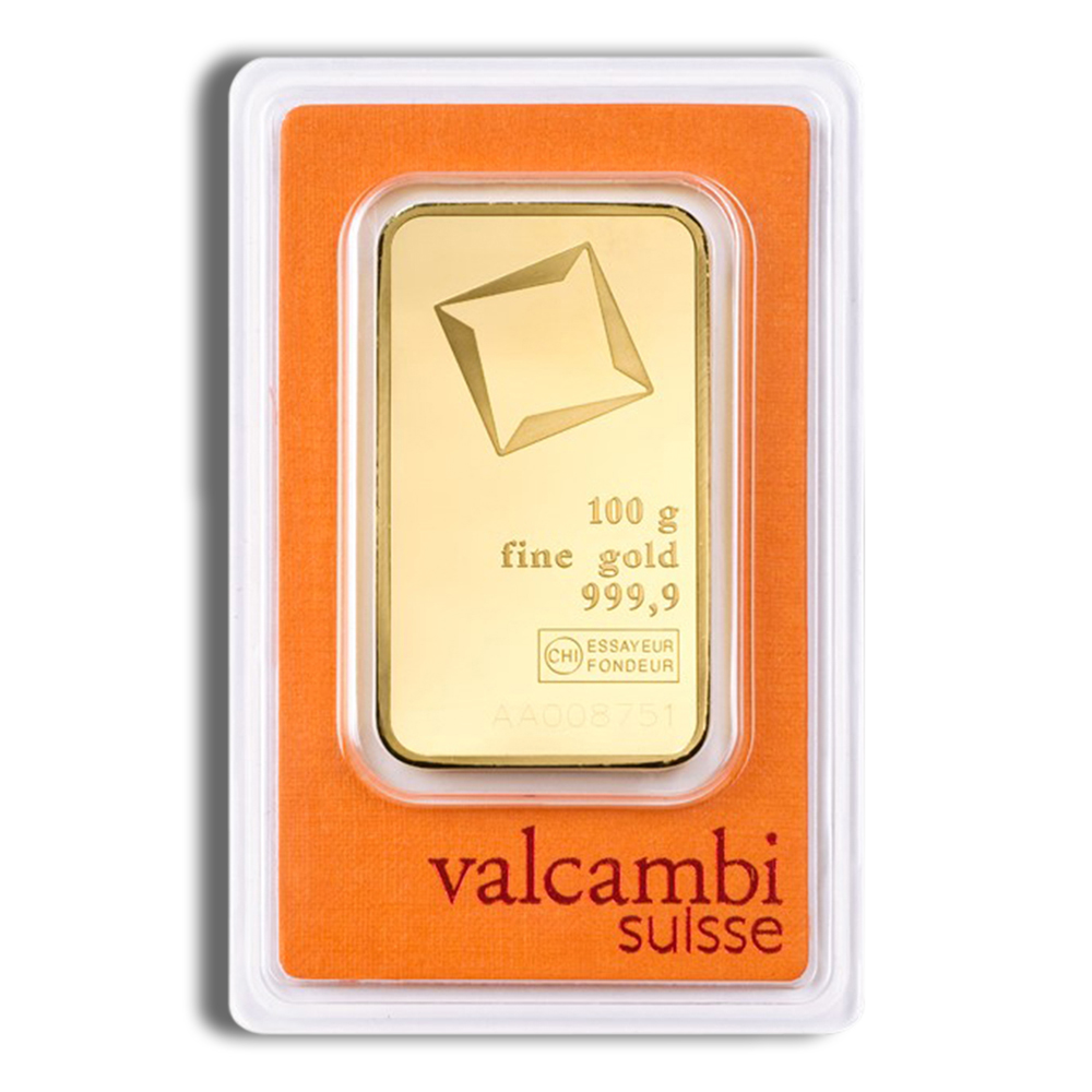 100 Gram Gold Bar - Valcambi (In Assay Card)