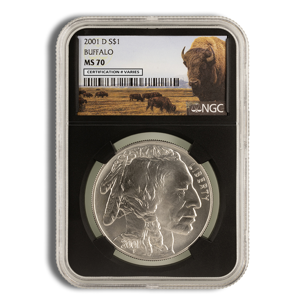 2001-D $1 Silver Buffalo Commemorative - NGC MS70 (Black Slab)