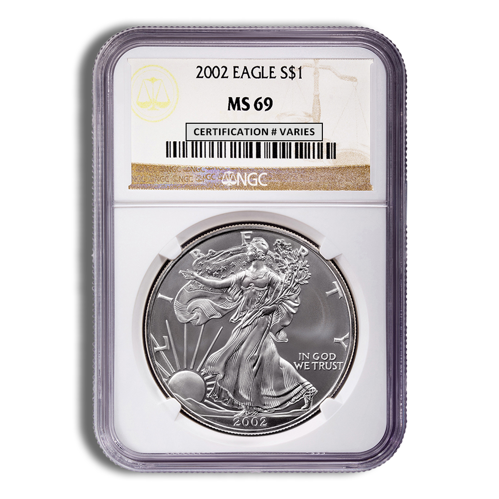 2002 Silver American Eagle - NGC MS69