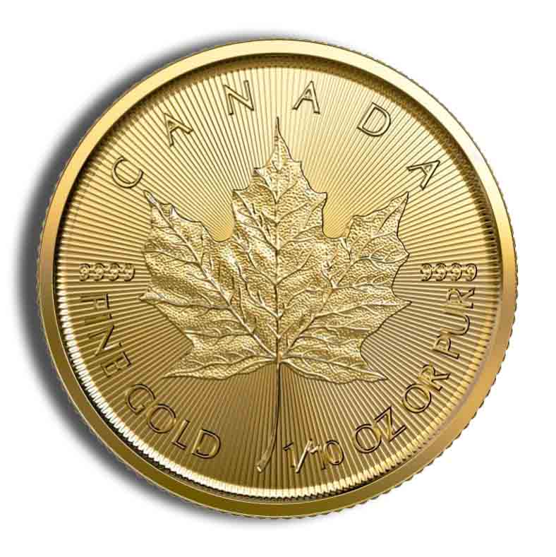 1/10 Oz Gold Canadian Maple Leaf - BU (Random Year, Sealed Packaging)