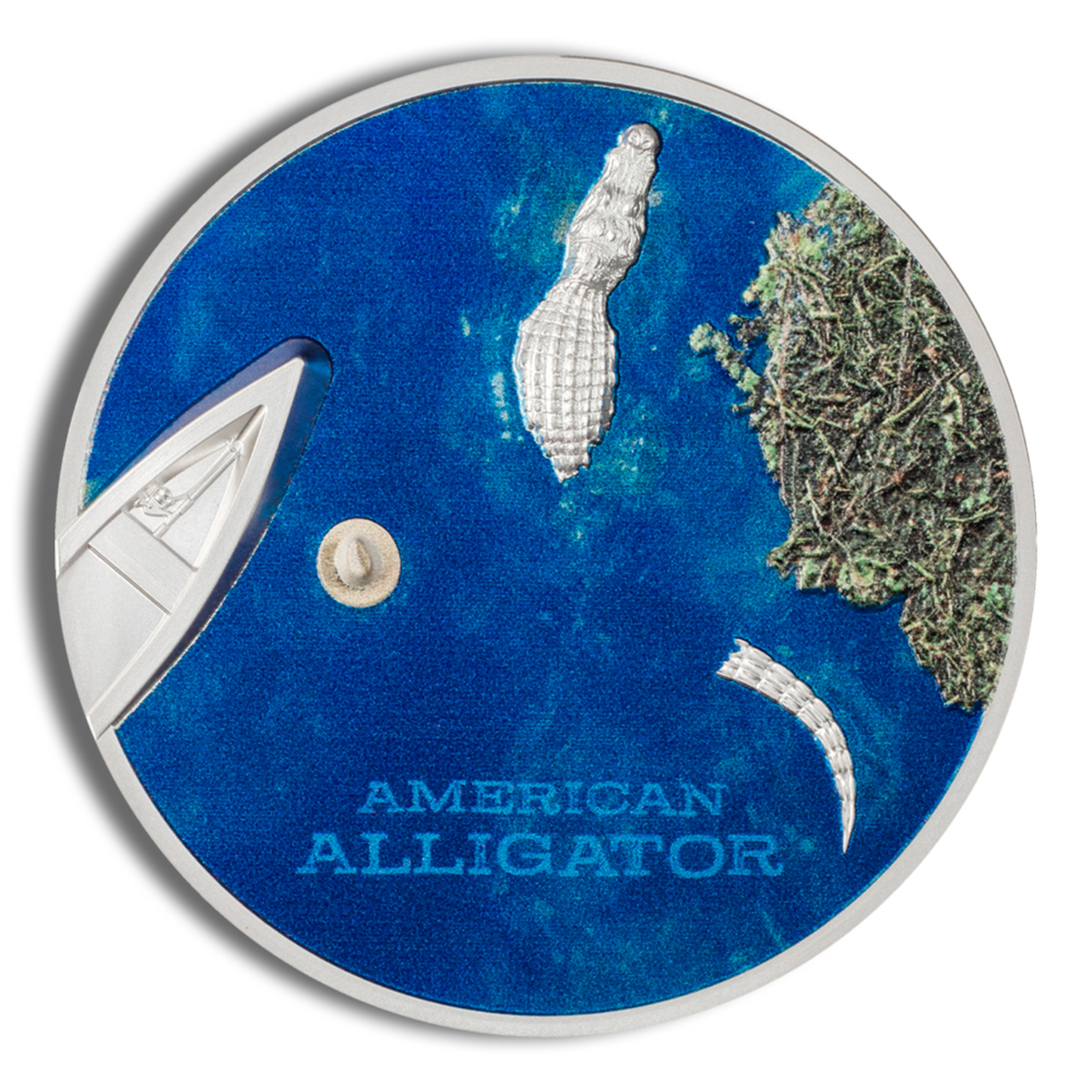 2022 1 Oz Palau Silver American Alligator - BU (with Box and COA)