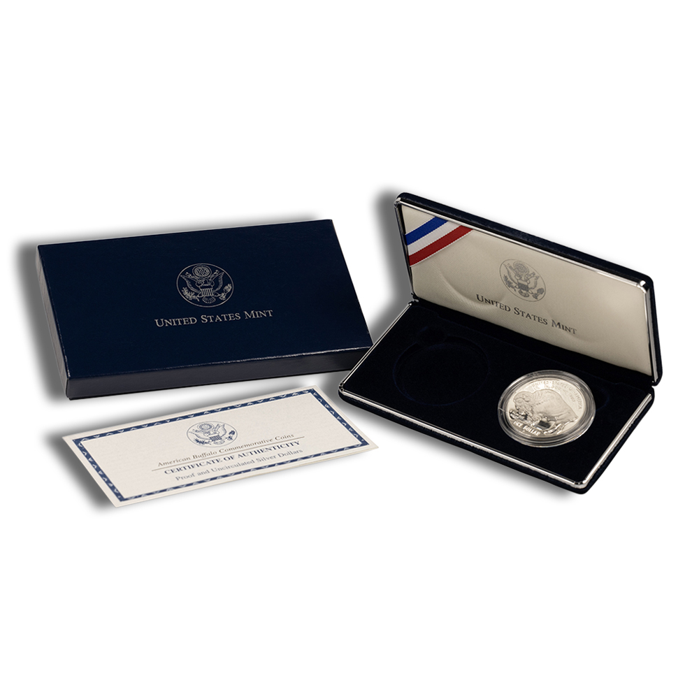 2001-P $1 Silver Buffalo Commemorative Proof - BU (with Box and COA)