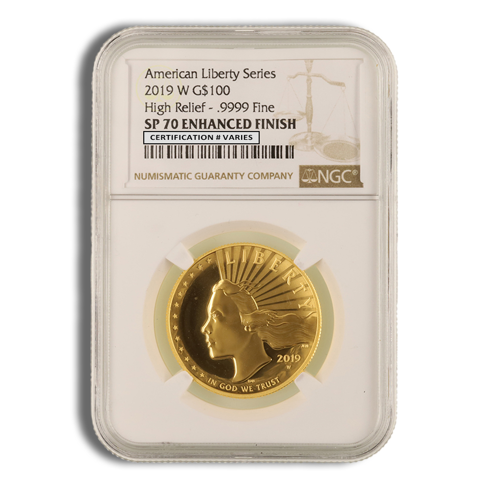 2019-W 1 Oz American Liberty High Relief Gold Coin - NGC SP70