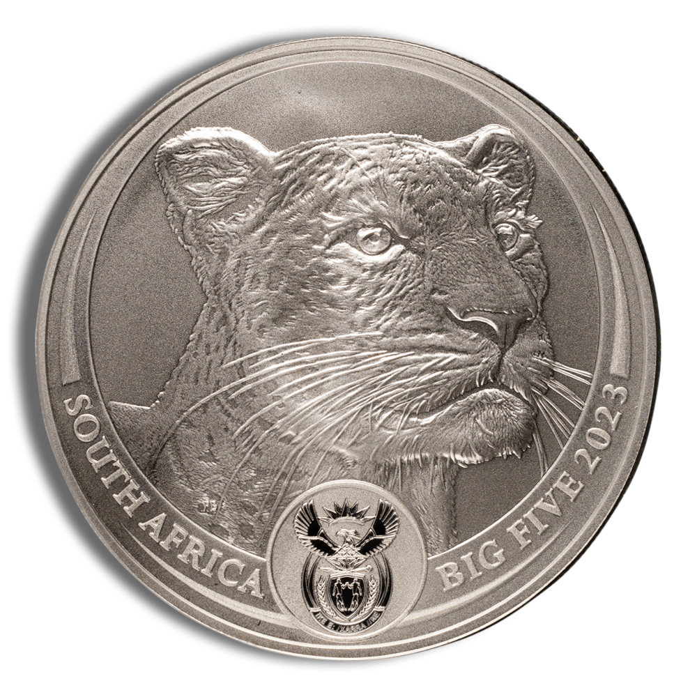 2023 1 Oz Silver South Africa Big 5 Leopard Coin - BU (with Box and COA)