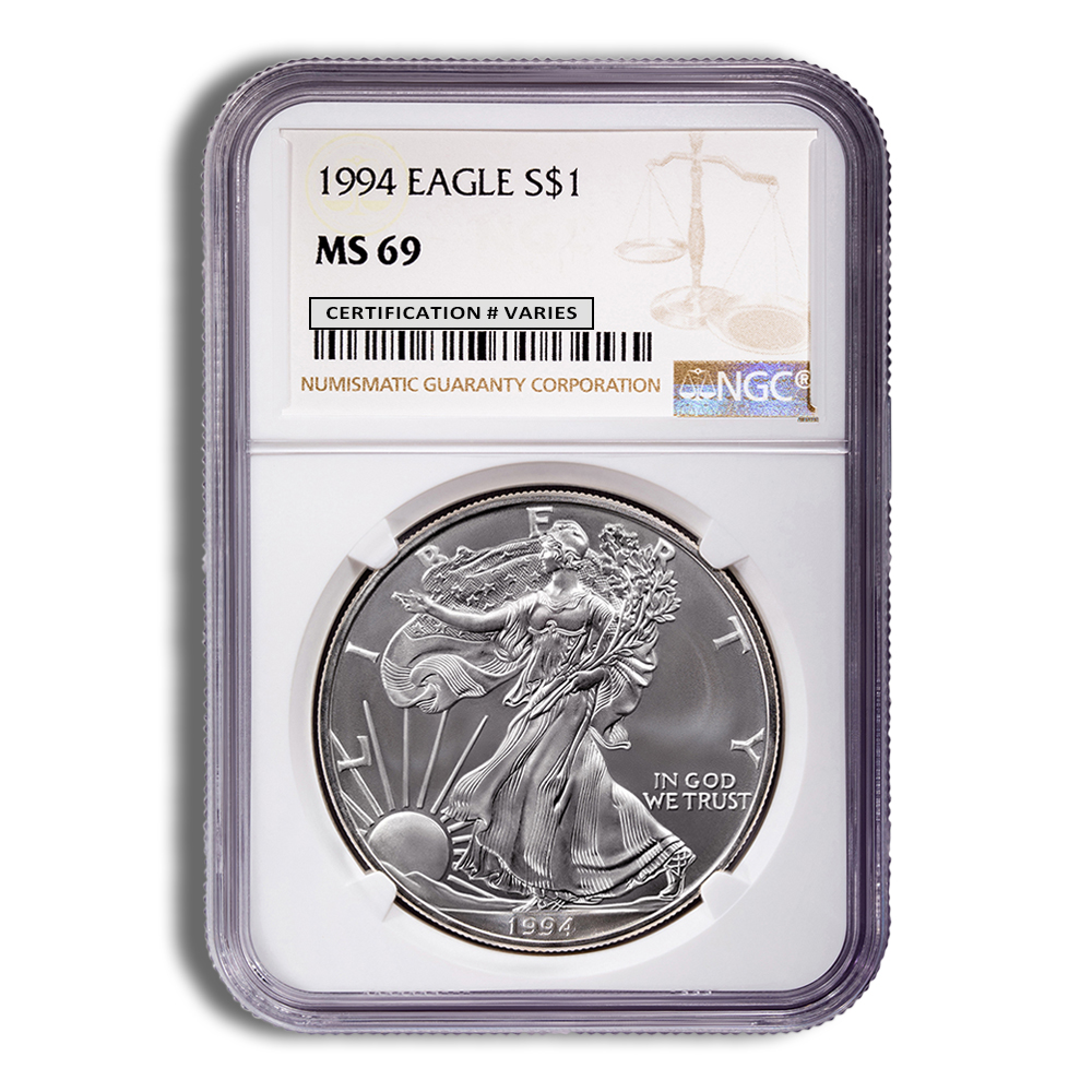 1994 Silver American Eagle - NGC MS69