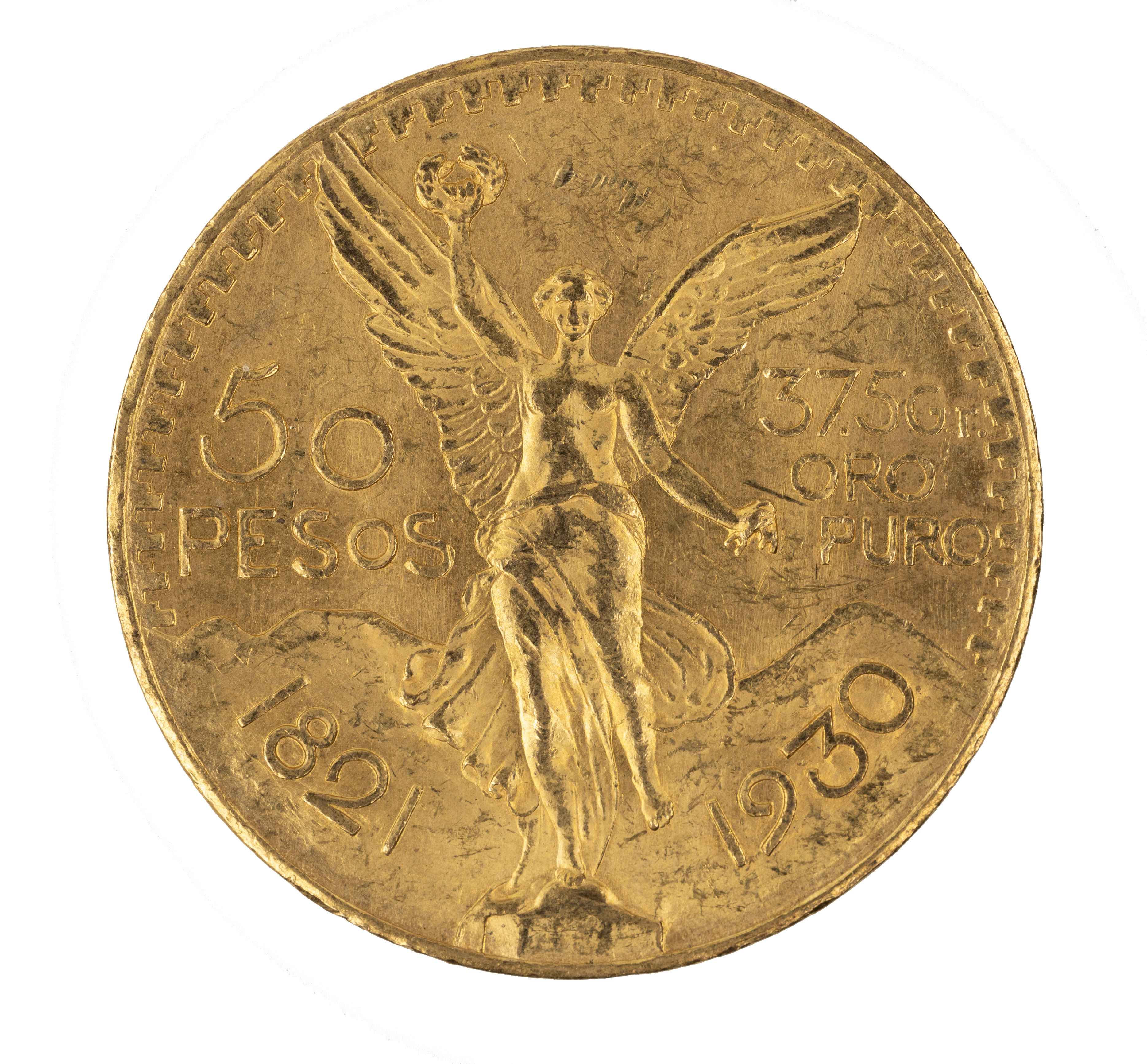 1930 Mexico Gold 50 Peso - AU