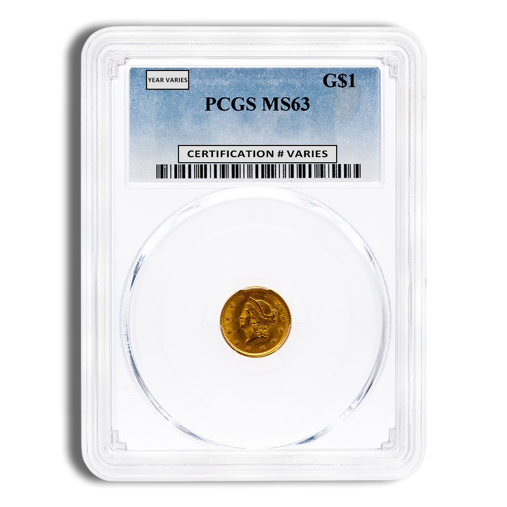 $1 Gold Liberty Type 1 - PCGS MS63 (Random Year)