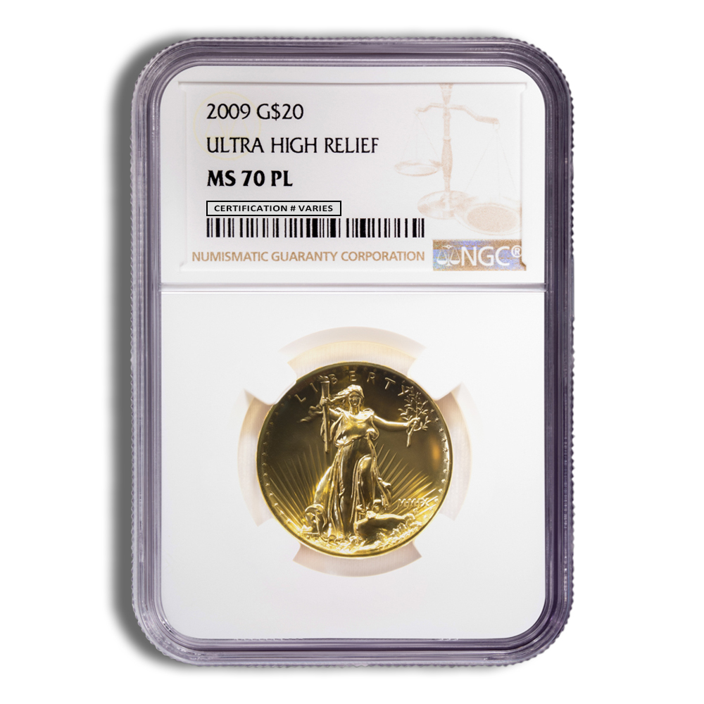 2009 Ultra High Relief $20 Double Eagle Gold Coin - NGC MS70PL