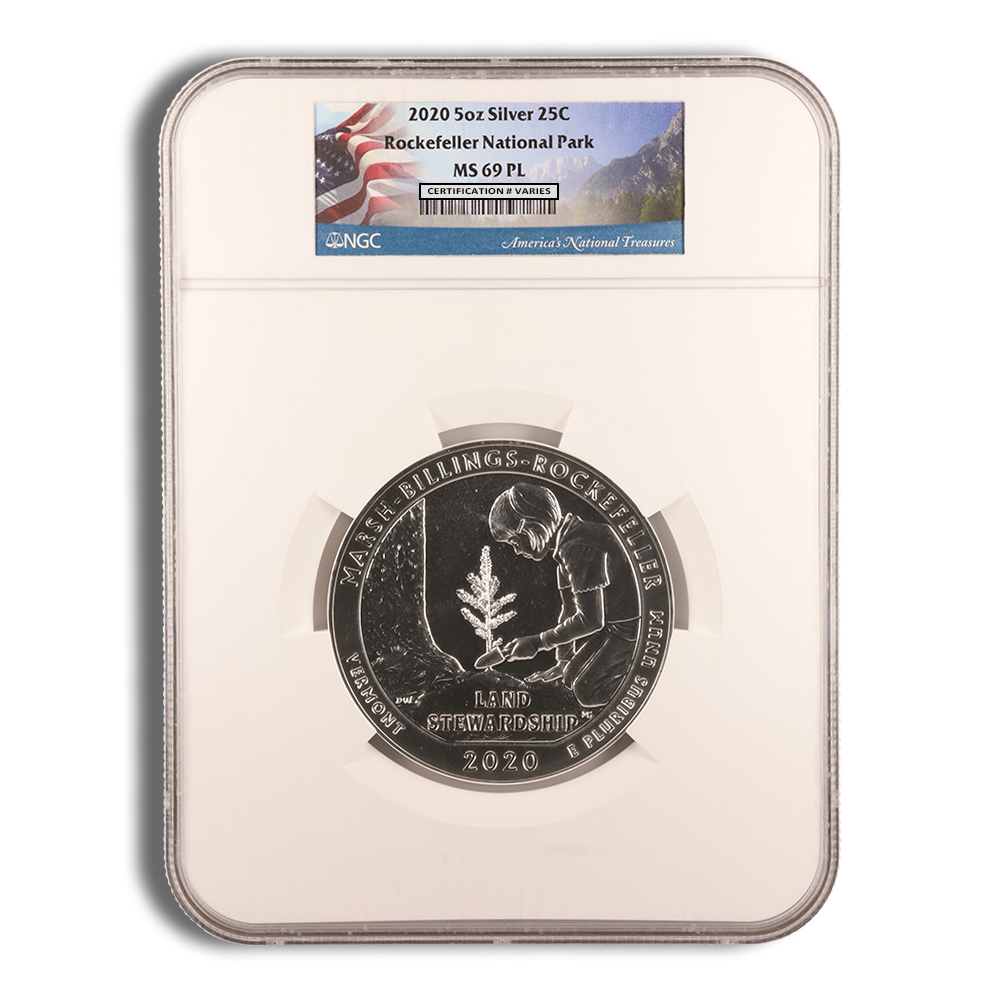 2020 5 Oz America The Beautiful Marsh-Billings-Rockefeller Silver Coin - NGC MS69PL