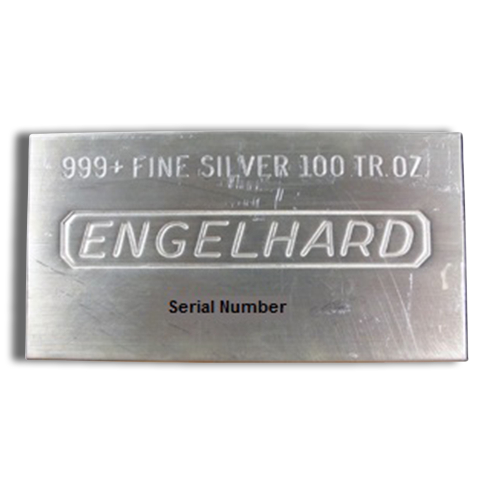 100 Oz Silver Bar - Engelhard (Hand Poured, Cast, or Extruded)