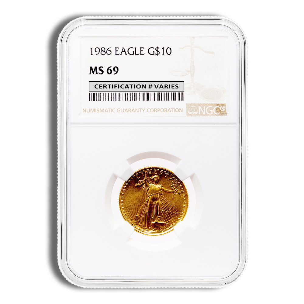 1986 1/4 Oz Gold American Eagle - NGC MS69