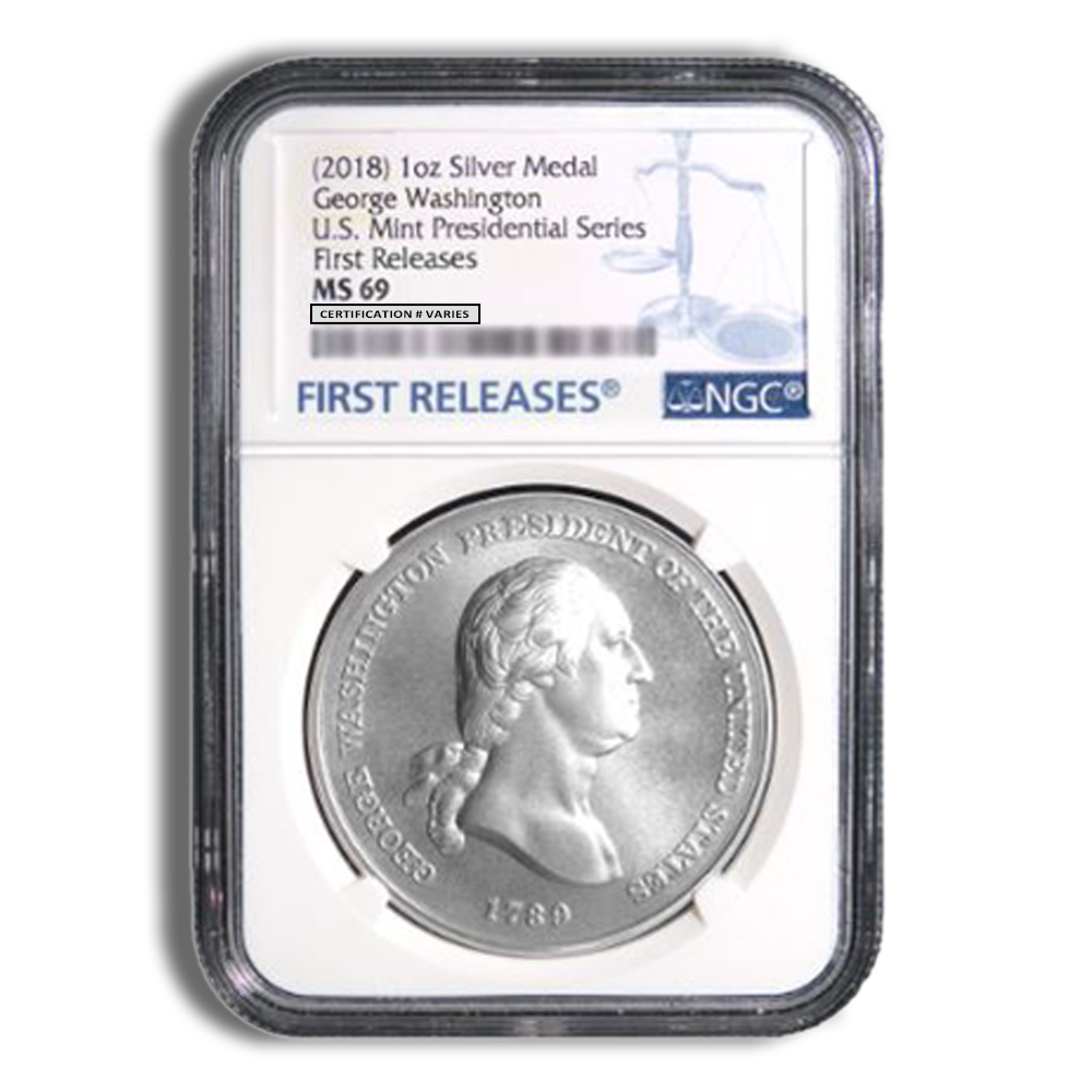 2018 George Washington Silver Presidential Medal 1 Oz - NGC MS69