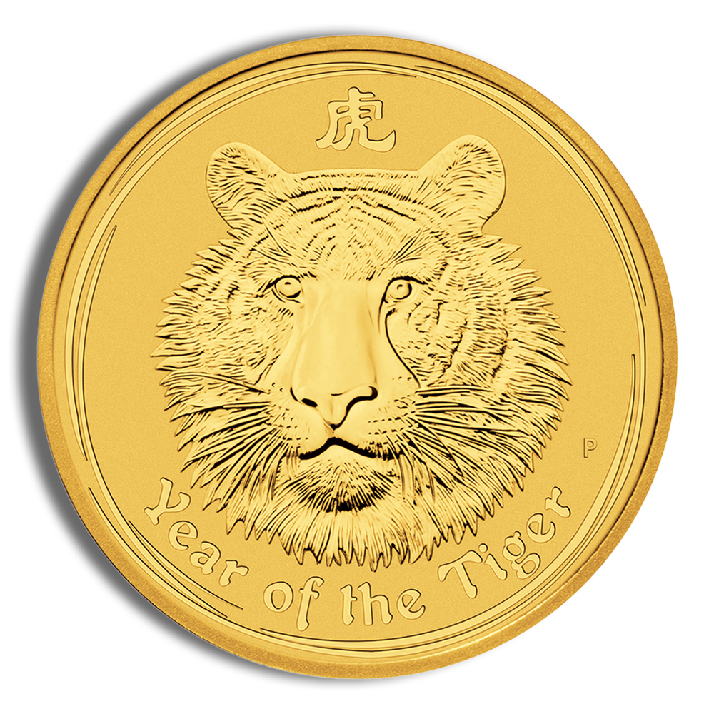 2010 2 Oz Australia Gold Lunar Tiger (Series II) - BU