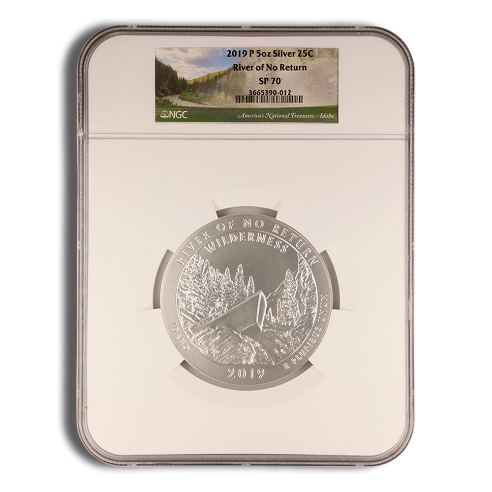 2019-P 5 Oz America The Beautiful Frank Church River Silver Coin - NGC SP70