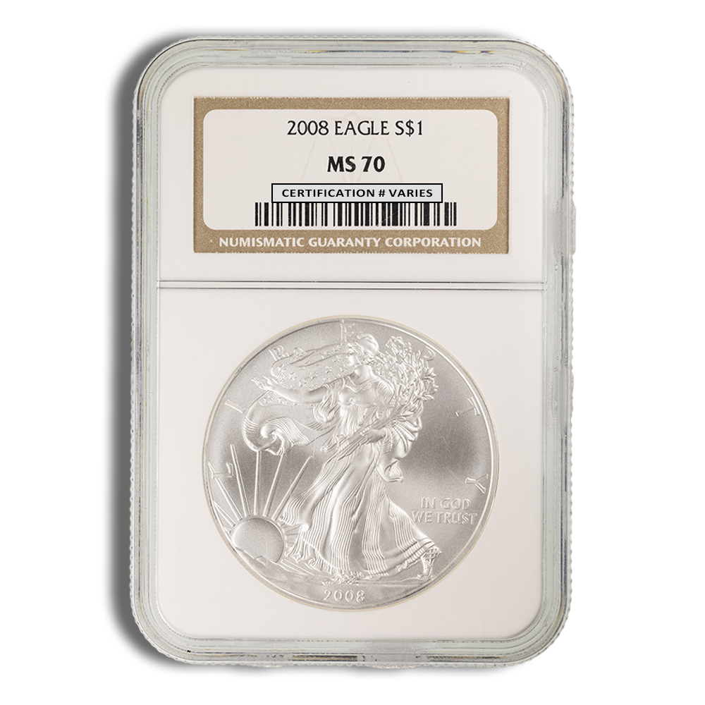 2008 Silver American Eagle - NGC MS70