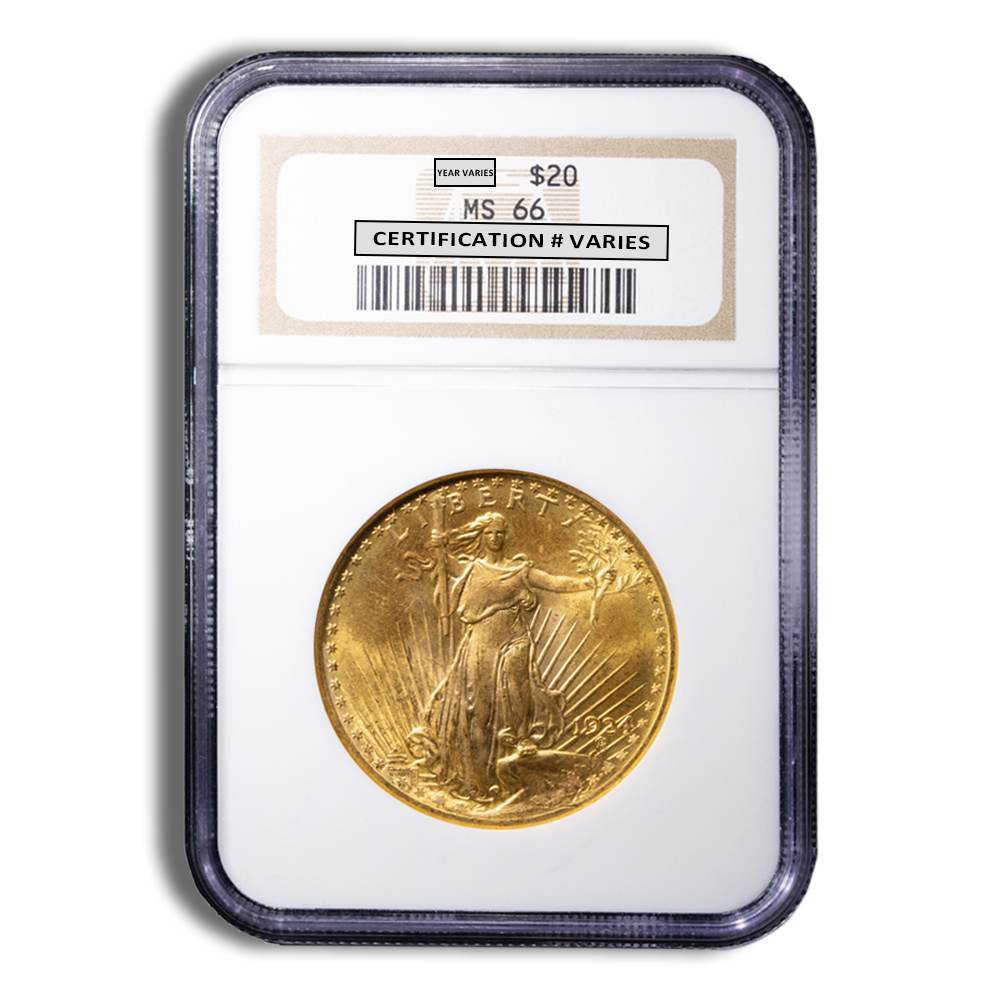 $20 Gold Saint-Gaudens Double Eagle - NGC MS66 (Random Year)