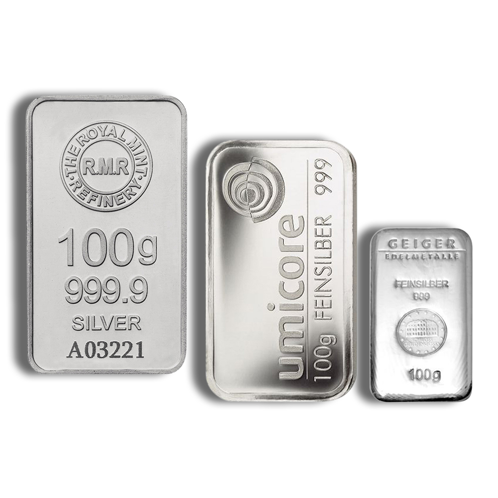 100 Gram Silver Bar (Random Brand)