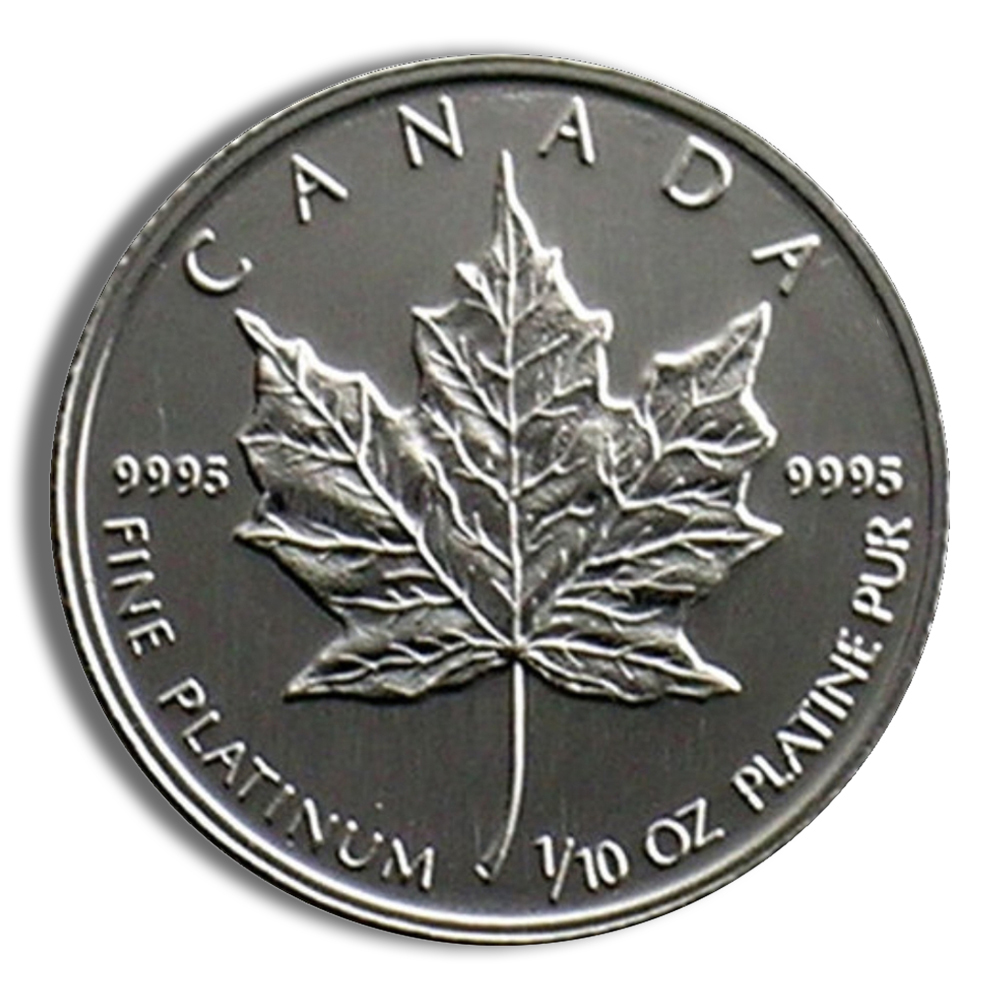 1/10 Oz Platinum Canadian Maple Leaf - BU (Random Year)