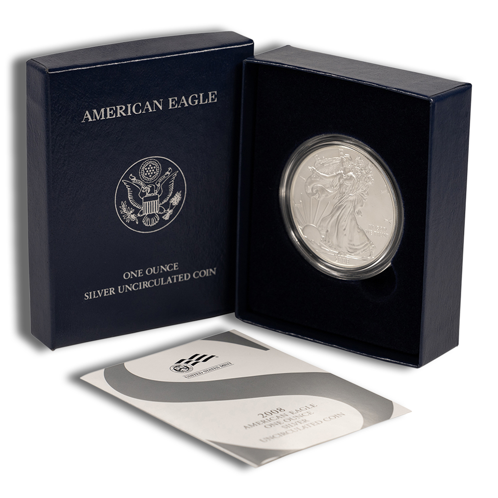 2008-W Reverse of 2007 Burnished Silver American Eagle - BU (with Box and COA)