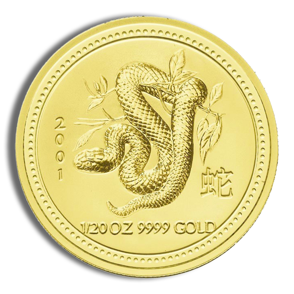 2001 1/20 Oz Australia Gold Lunar Snake (Series I) - BU