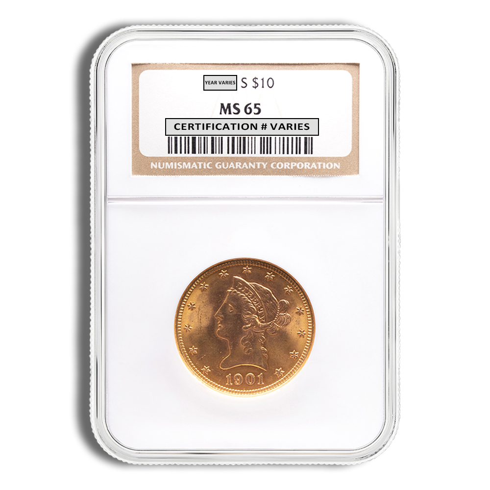 $10 Gold Liberty Eagle - NGC MS65 (Random Year)