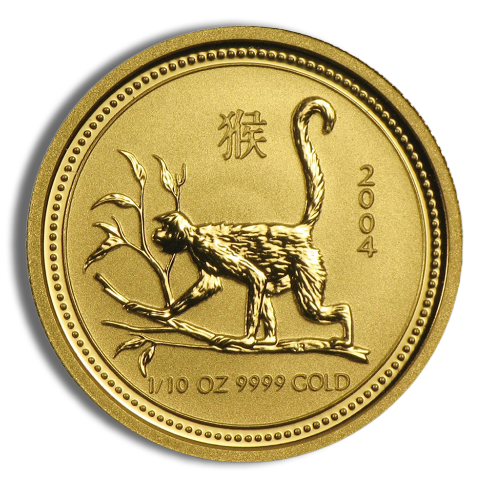 2004 1/10 Oz Australia Gold Lunar Monkey (Series I) - BU