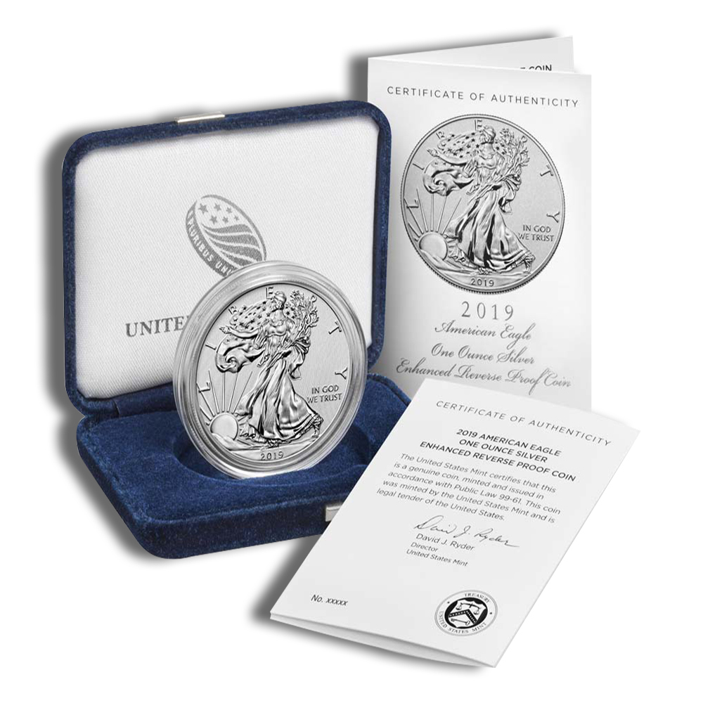 2019-S Enhanced Reverse Proof Silver American Eagle - BU (with Box and COA)