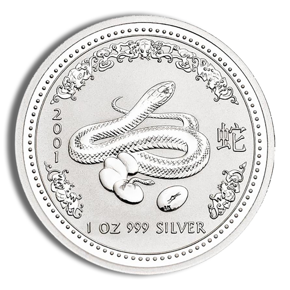 2001 1 Oz Australia Silver Lunar Snake (Series I) - BU