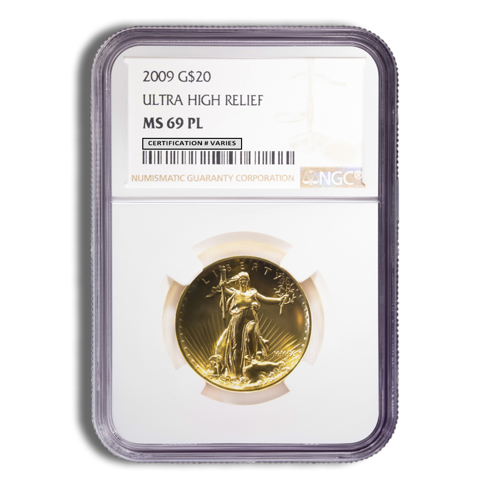 2009 Ultra High Relief $20 Double Eagle Gold Coin - NGC MS69PL