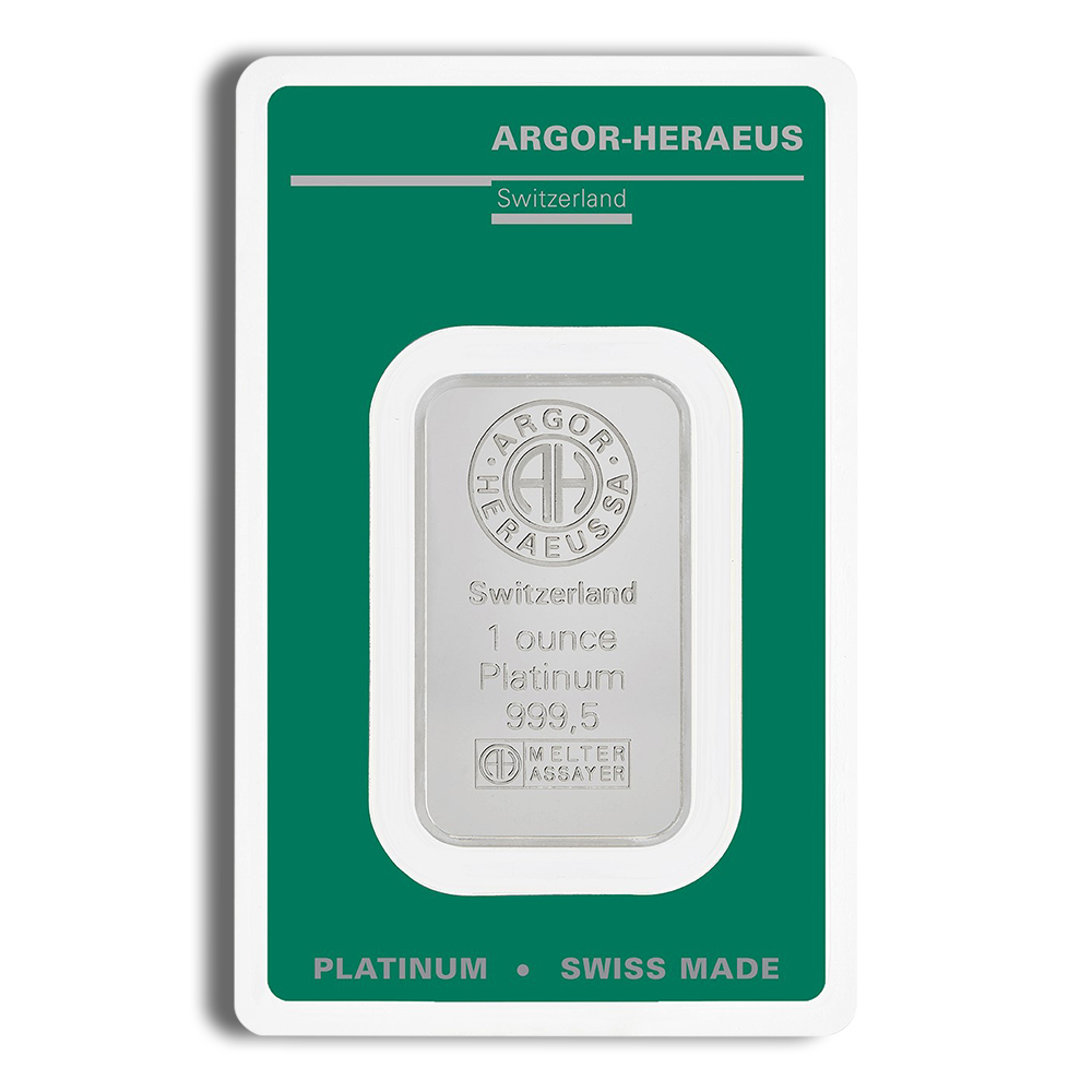 1 Oz Platinum Bar - Argor-Heraeus (In Assay Card)