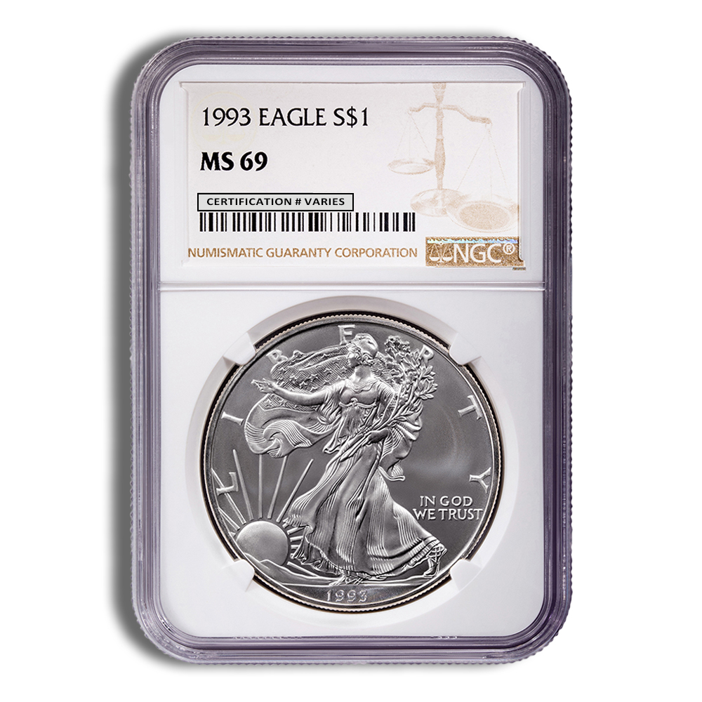 1993 Silver American Eagle - NGC MS69