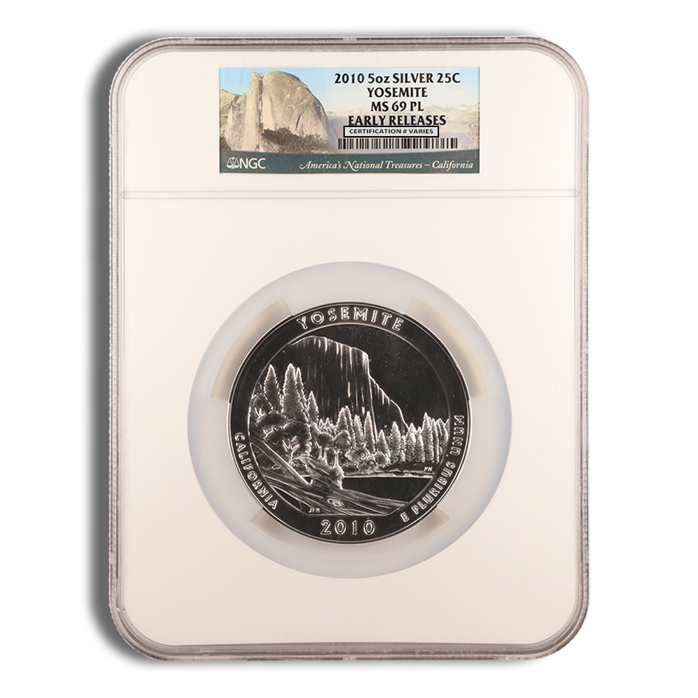 2010 5 Oz America The Beautiful Yosemite Silver Coin - NGC MS69PL