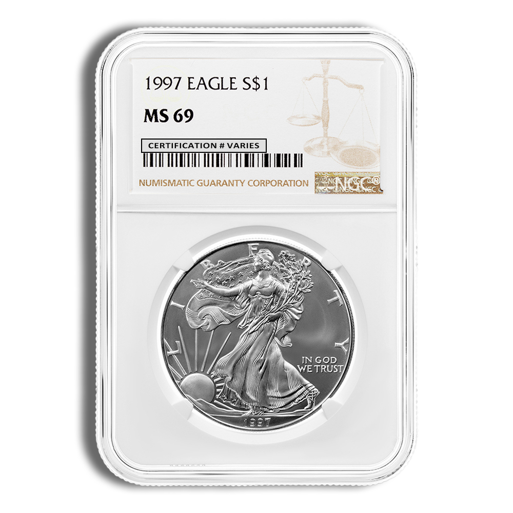 1997 Silver American Eagle - NGC MS69