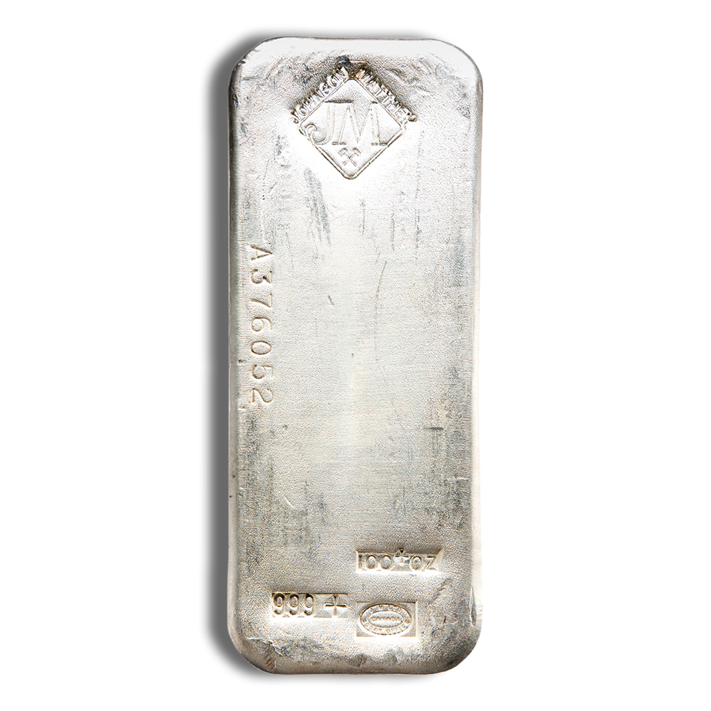 100 Oz Silver Bar - Johnson Matthey JM