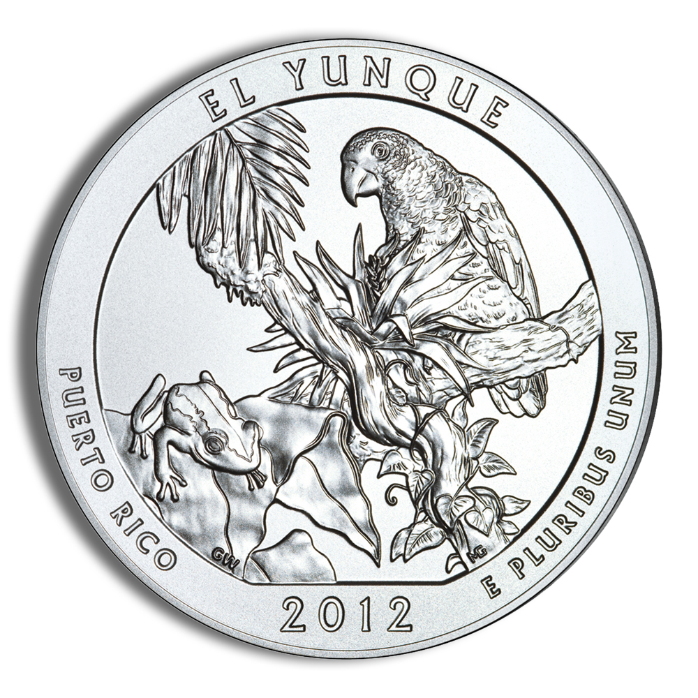 2012-P 5 Oz America The Beautiful El Yunque Burnished Silver Coin - BU (Cap Only, No Box and COA)