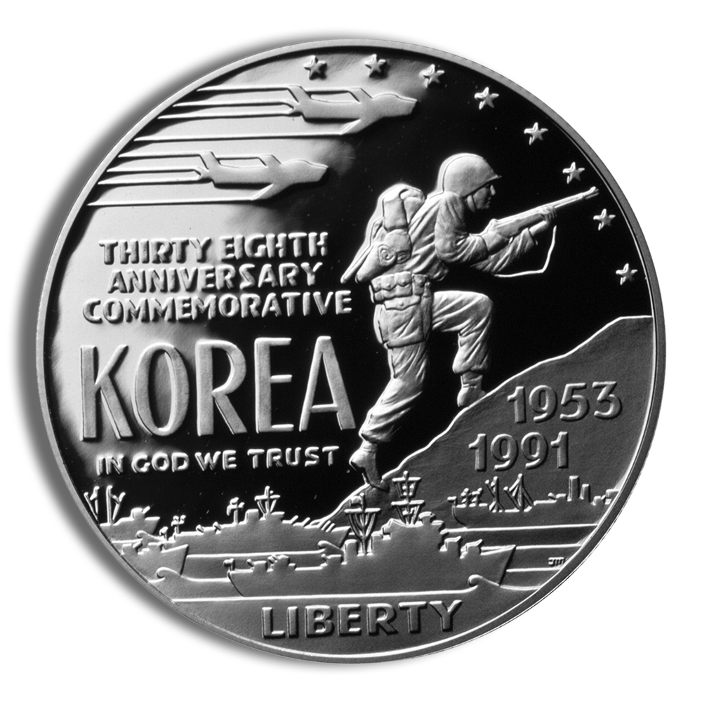 1991-P $1 Korean War Silver Commemorative Proof - BU