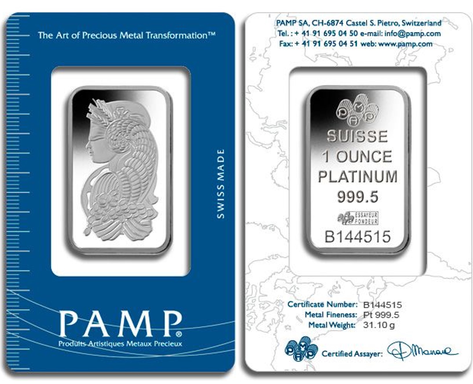 1 Oz Platinum Bar (Random Brand, In Assay Card)