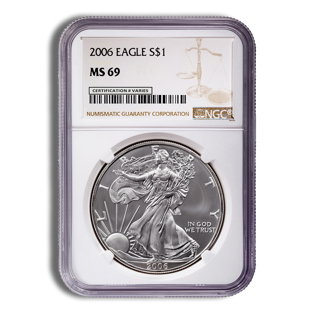 2006 Silver American Eagle - NGC MS69