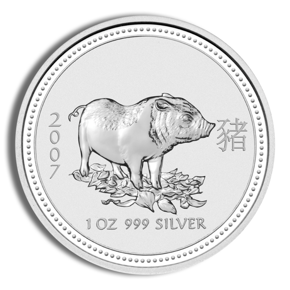 2007 1 Oz Australia Silver Lunar Pig (Series I) - BU