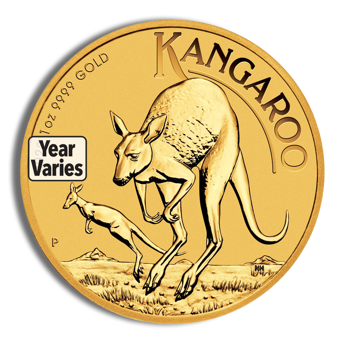 1 Oz Gold Australia Kangaroo - BU (Random Year)