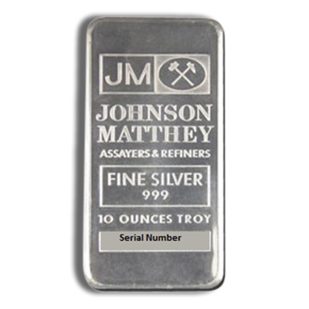 10 Oz Silver Bar - Johnson Matthey JM (Sealed Packaging)