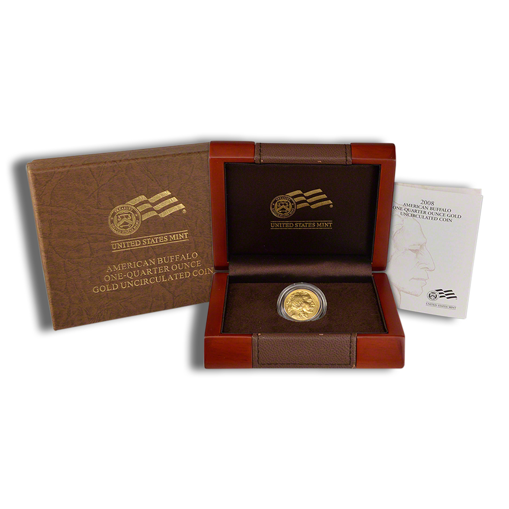 2008-W 1/4 Oz Burnished Gold American Buffalo - BU (with Box and COA)