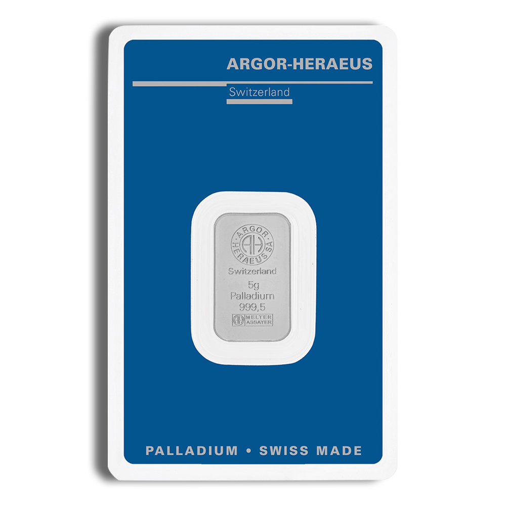 5 Gram Palladium Bar - Argor-Heraeus (In Assay Card)