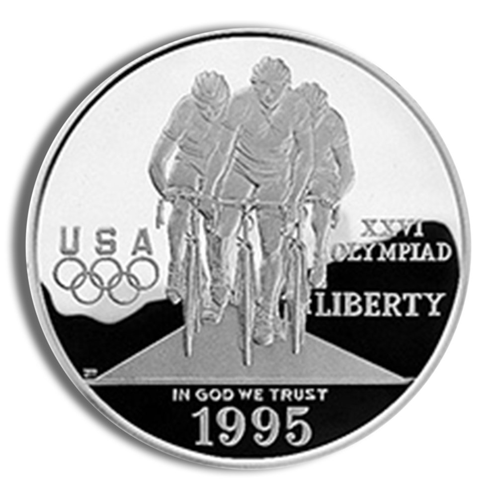 1995-P $1 Olympic Cycling Silver Commemorative Proof - BU